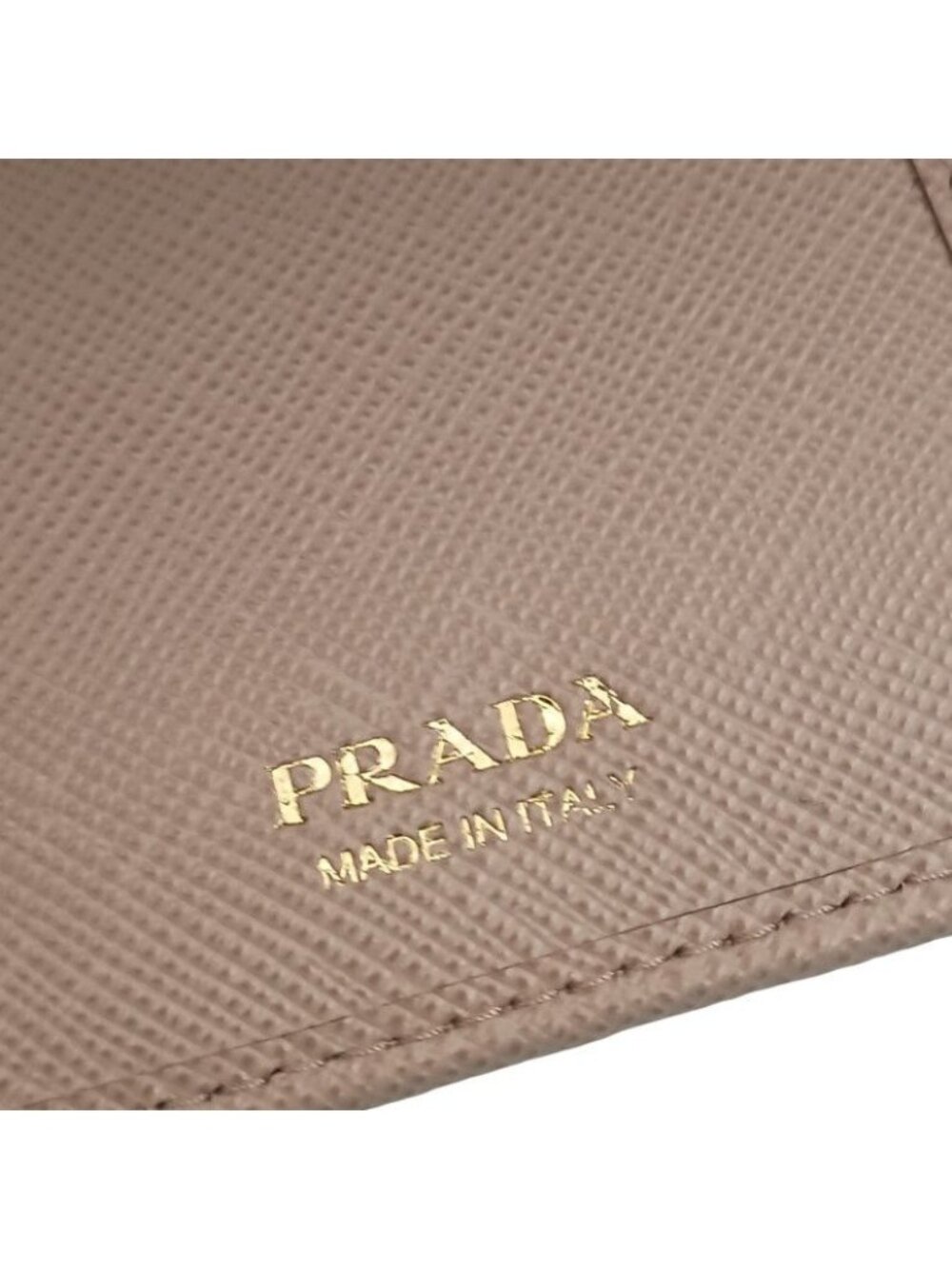 Prada Trifold Wallet Beige Saffiano Leather Gold - Picture 10 of 10